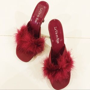 💜 LA VIE EN ROSE FLUFFY MULES 💜